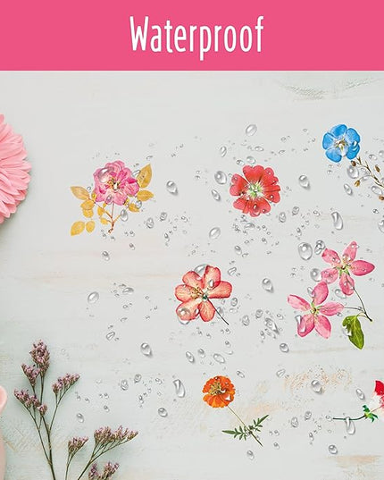 330+ PCS Natural Flower Stickers, Self-Adhesive PVC Nature Floral Stickers for Scrapbook, Laptop, Journal, DIY Project, Spring Themed Party Decors