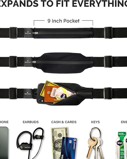 Back Bay Slim Running Belt for Women & Men [Fits ALL Phones], Runners Fanny Pack for Men, Money Belt, Running Gear Gift, Waist Bag Workout Gear, iPhone Runner's Phone Holder Waist Pack