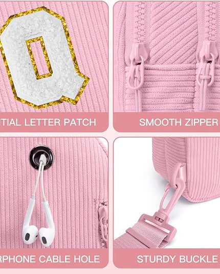 Viverte Small Corduroy Sling Bag Initial Crossbody Bag Fanny Pack for Girls Personalized Birthday Gifts for Teen Girls Gifts