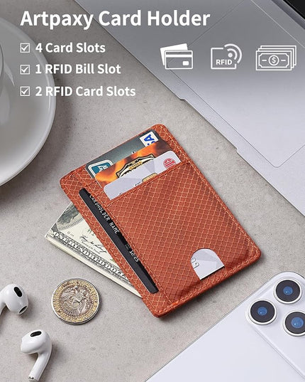Artpaxy Slim Wallet for Men & Women, Minimalist Front Pocket Card Holder for Travel, RFID Blocking, Water Resistant Nylon Wallet for ID & Cash & Credit Card