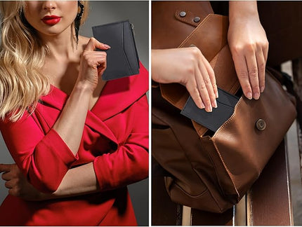 Oak Leathers Leather Wallet For Women - Small RFID Coin Purse Credit Card & ID Holder for Ladies, Gift for Women's, Bifold Wallets (Crazy Horse Black)
