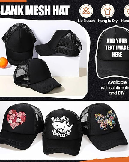 10 Pcs Sublimation Blank Trucker Hats Bulk Mesh Baseball Cap Polyester Mesh Trucker Hat for Men and Women
