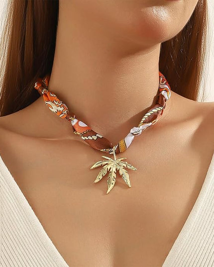 HETICA Scarf Necklace for Women Silk Western Charm Necklaces Fashion Accessory Jewelry Gift