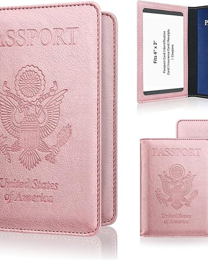 Ciana Passport Holder for Travel – PU Leather Passport Cover and Card Holder for Men & Women – Slim Passport Holder with Card Protector Slot, Travel Must Haves (Rose Gold)