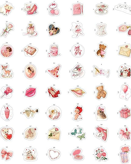 100Pcs Coquette Stickers and Decals for Laptop - Pink Аesthetic Stickers for Water Bottle - Coquette Gifts - Gift for Women & Men