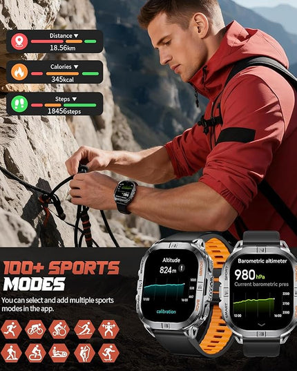 GPS Military Smart Watch for Men(Answer/Call), 2.13'' Smartwatch,60 Days Battery,6 Satellite Positioning/Compass,5 ATM Fitness Tracker with 100+ Sport Modes/Flashlight/Heart Rate/Sleep for Android/iOS