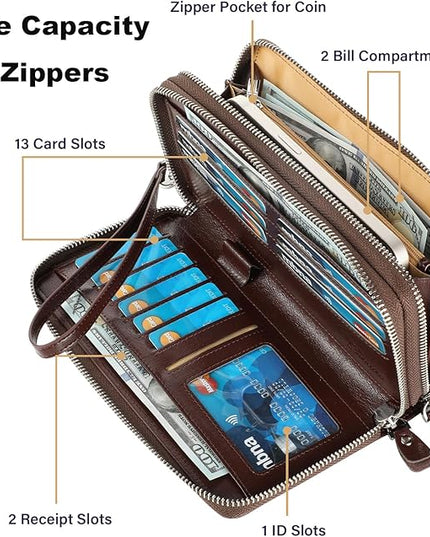 Lavemi Small Compact Women Wallet RFID Blocking Genuine Leather Bifold Purse with ID Windows