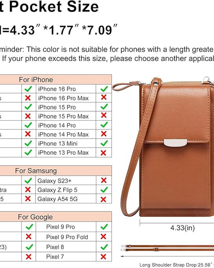 KUKOO Small Crossbody Bag Cell Phone Purse Wallet with Credit Card Slots for Women