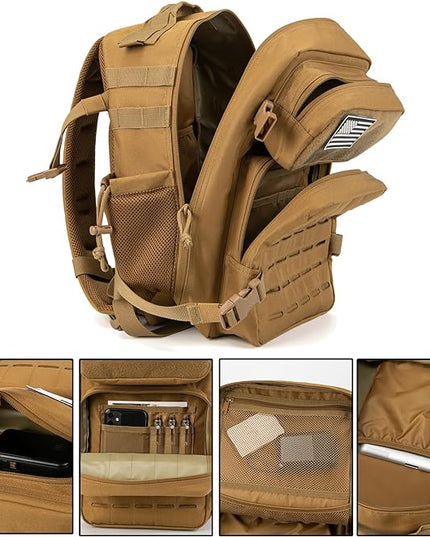 QT&QY 25L/45L Military Tactical Backpack For Men Molle Daypack 3 Day Bug Out Bag Hiking Rucksack With Bottle Holder