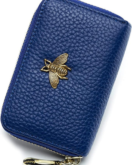 imeetu RFID Credit Card Holder, Small Leather Zipper Card Case Wallet for Women
