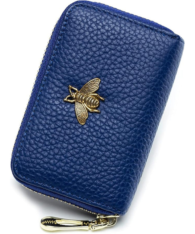 imeetu RFID Credit Card Holder, Small Leather Zipper Card Case Wallet for Women