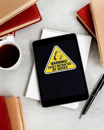 Easily Distracted by Rocks Sticker for Hydroflask Water Bottle - Funny Geology Quote Laptop Decal - Cute Nature Gift for Hikers