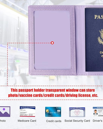 TIGARI Passport Holder for Travel Women Men, Valentines Day Gifts PU Leather Wallet Cover Case Sleeve, Waterproof Protected Document Organizer, Vacation Plane Cruise Travel Essentials