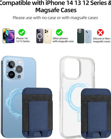 Upgraded for Magsafe Wallet, Strongest Magnetic Wallet, for iPhone Walle t Magsafe with 2 Card Slots, Magnetic Card Holder for iPhone 17/16/15/14/13/12 Series, Vegan Leather, Fit 7 Cards, Navy Blue