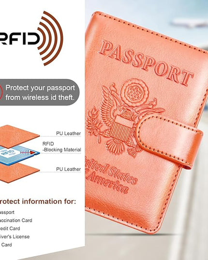 Herain Passport Holder for Travel Cruise Essentials, 2 Pcs Passport Cover Wallet Case Travel Gifts Women Men Family, RFID Passports Book Card Holders Travels Accessories Must Haves