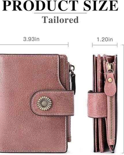 FALAN MULE Small Wallet for Women Leather Bifold Compact Small Womens Wallet with RFID Blocking
