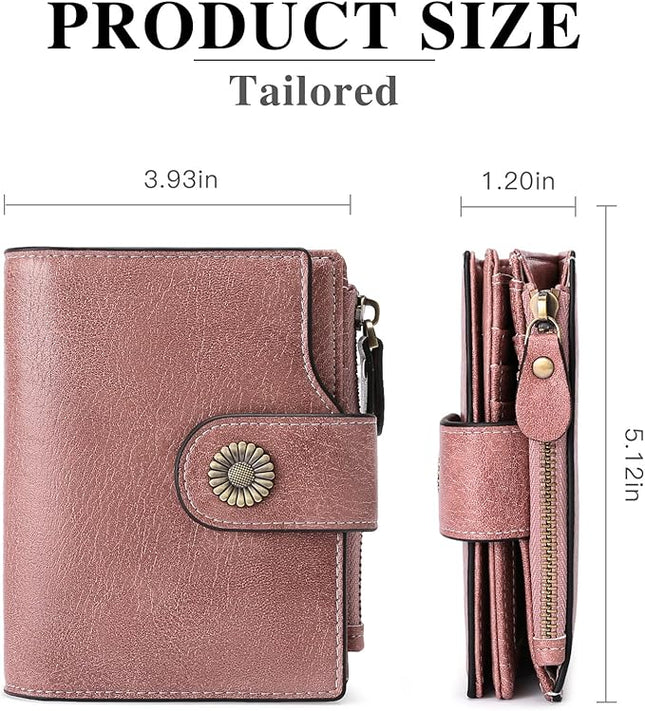 FALAN MULE Small Wallet for Women Leather Bifold Compact Small Womens Wallet with RFID Blocking