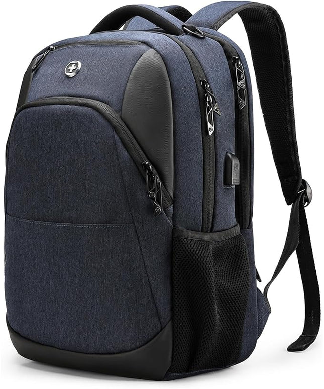 Swissdigital Design Travel Laptop Backpack for Men and Women, Business Backpack with USB Charging Port for Fits 16 Inch Notebook, Blue | SD1670-12