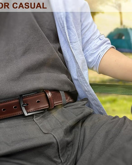 KEMISANT Men Belt 2Pack – Genuine Leather Belt for Men Dress Casual Golf Jeans 1 3/8"