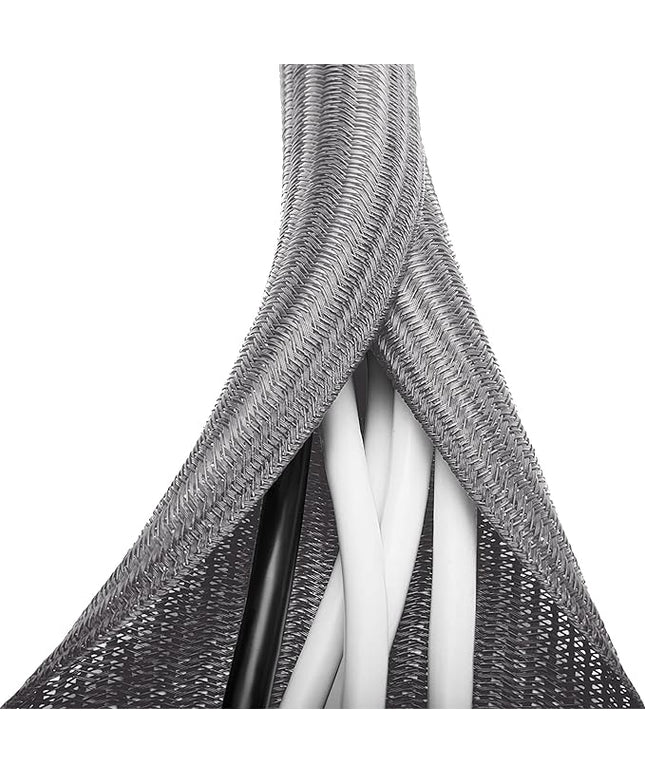 6.6ft - 1 inch Grey Cable Sleeve, Cable Organizer for Desk PC TV Computer, Wire Protector Cable Wrap Cover, Cord Management for Home Office