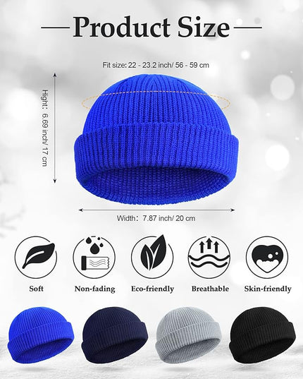 SATINIOR Fisherman Beanie Trawler Beanie Winter Watch Hat Roll up Edge Skullcap Unisex