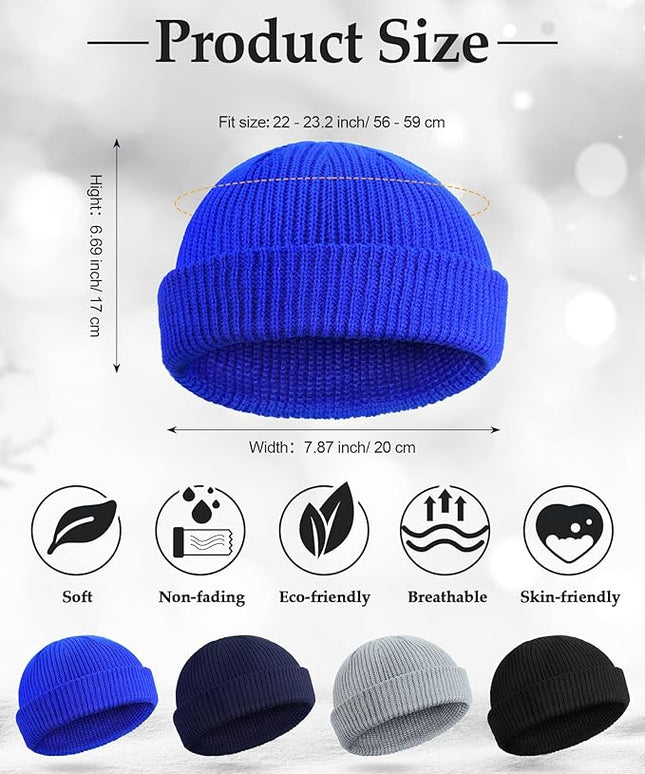 SATINIOR Fisherman Beanie Trawler Beanie Winter Watch Hat Roll up Edge Skullcap Unisex