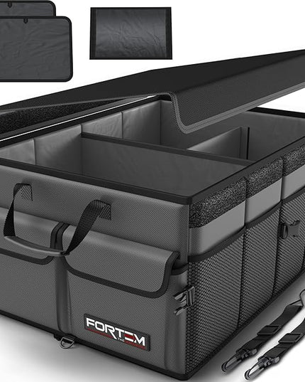 FORTEM Trunk Organizer For SUV Car Trunk Organizer, Foldable Storage, Car Accessories for Women Men, Collapsible Bag, Perfect Christmas Gifts, 600D Oxford, Non Slip Bottom, Straps, Soft Cover (50L)