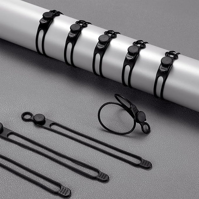 Nuanchu 40 Pcs Silicone Cable Ties Reusable Holder Adjustable Straps Multipurpose Charging Cable Organizer for Fastening Charging Cords Wires(7.1 Inch,Black)