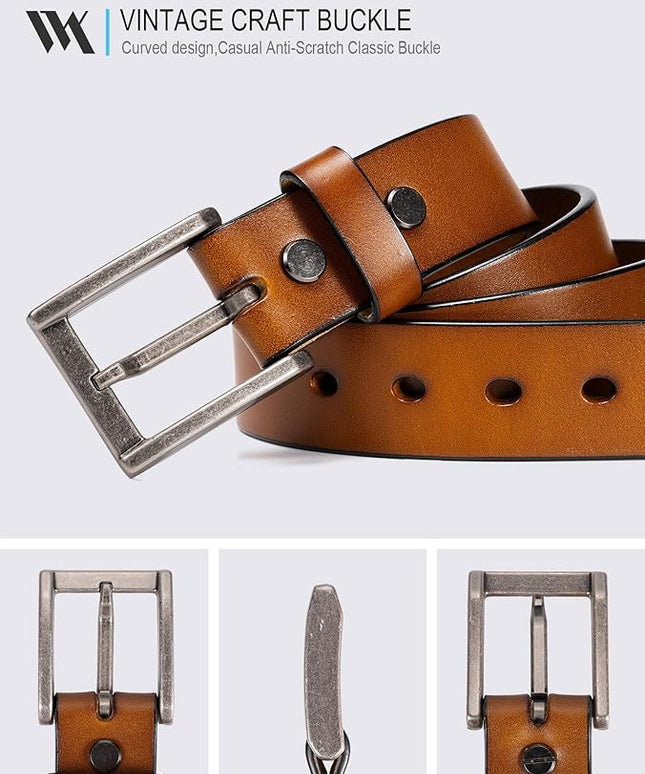 WOLFANT Thicken Full Grain Heavy Duty Belts for Men,100% Italian Real Solid Leather