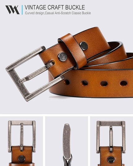 WOLFANT Thicken Full Grain Heavy Duty Belts for Men,100% Italian Real Solid Leather