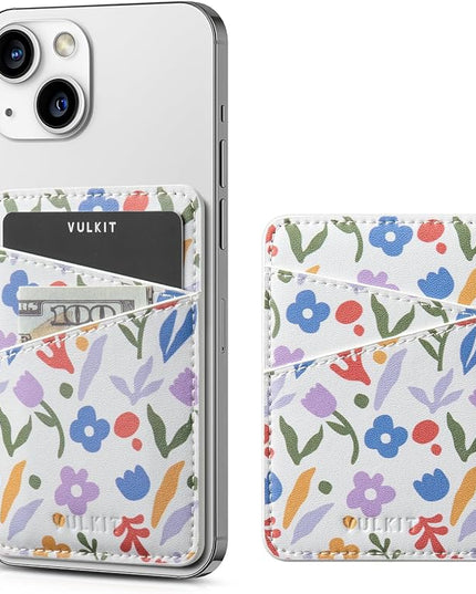 VULKIT Phone Card Holder Wallet Leather Adhesive Pocket RFID Blocking Credit Card Sleeves Stick Back of Phone Smartphones