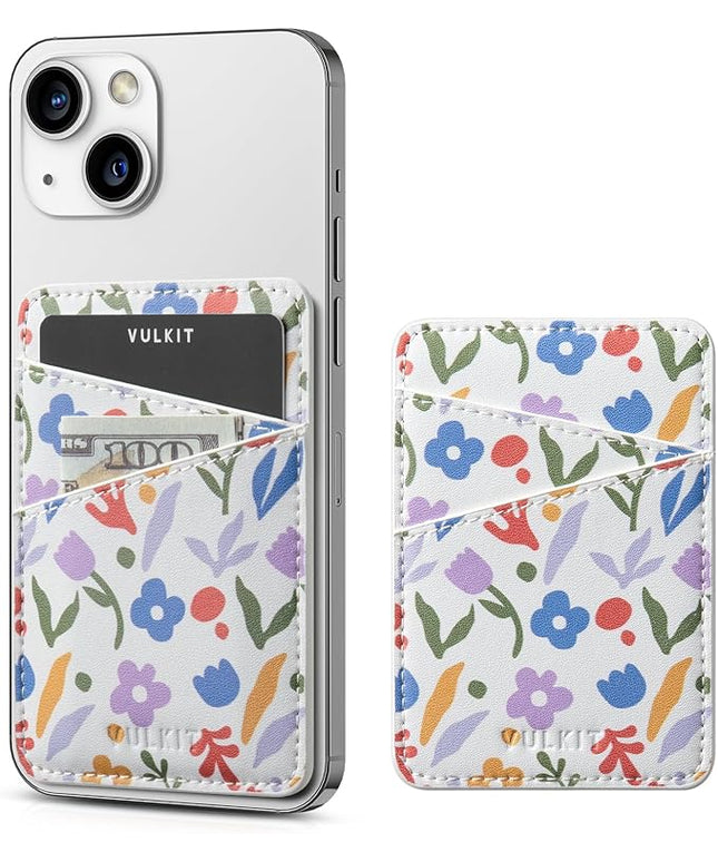 VULKIT Phone Card Holder Wallet Leather Adhesive Pocket RFID Blocking Credit Card Sleeves Stick Back of Phone Smartphones