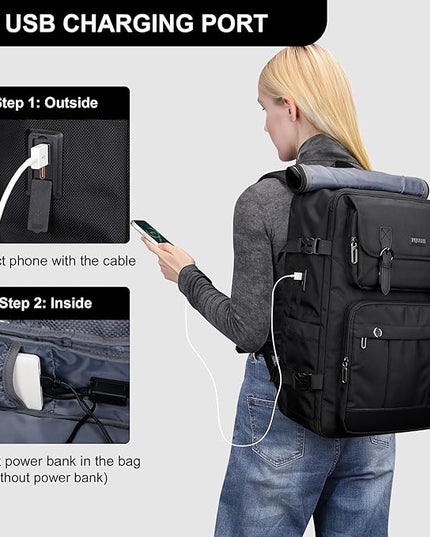PIJUSHI Travel Backpack for Women Men Carry on Luggage Backpack Convertible Large Laptop Duffel Bag for Airplanes(PE049 Black)