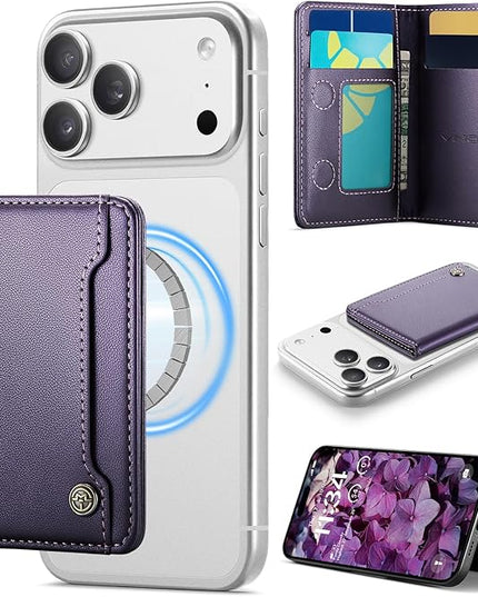 Vinich for MagSafe Wallet Magnetic RFID Blocking Card Holder Compatible with MagSafe Phones and Cases, Strong Magnet Minimalist Phone Wallet for iPhone 17/16/15/14/13/12/ Pro/Max/Plus, Purple