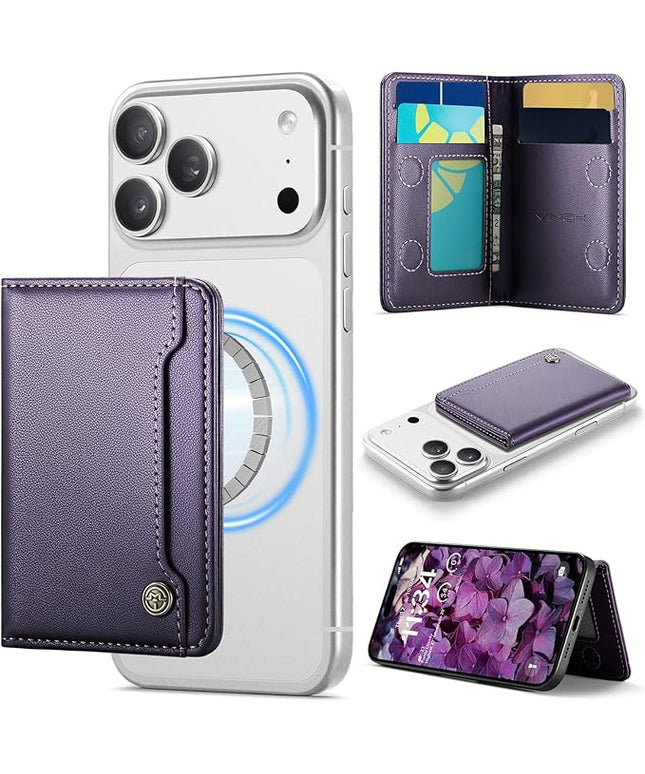 Vinich for MagSafe Wallet Magnetic RFID Blocking Card Holder Compatible with MagSafe Phones and Cases, Strong Magnet Minimalist Phone Wallet for iPhone 17/16/15/14/13/12/ Pro/Max/Plus, Purple