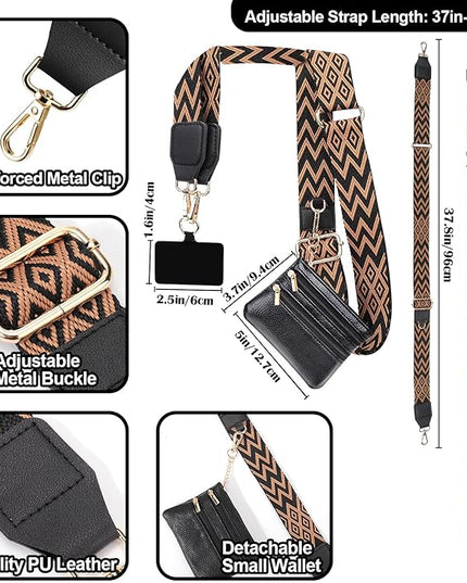 XANGNIER Clip and Go Strap for Phone with Wallet Crossbody, Phone Strap with Zippered Wallet, Adjustable Anti Theft Cellphone Lanyard for Women, Cellphone Chain Accessories,Multicolor 6