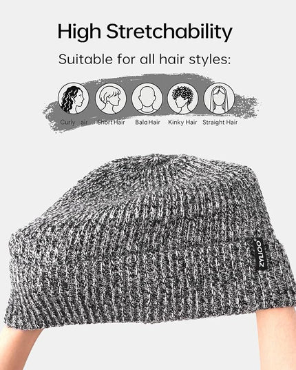 Zylioo Oversize Beanie Hats, XXL Big Size Ribbed Knit Cuffed Winter Hat for Cold Weather, Warm Skull Watch Cap