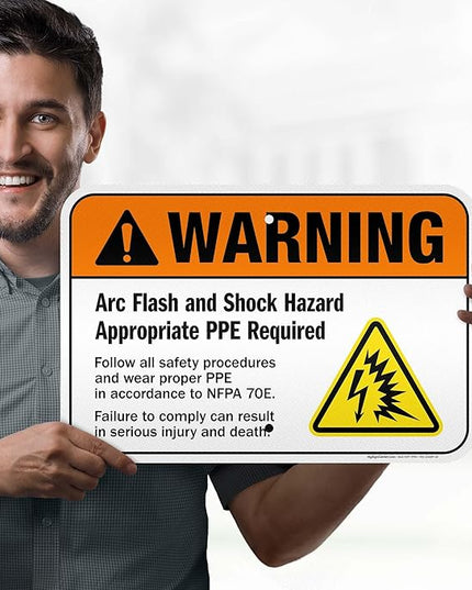 Warning Arc Flash And Shock Hazard Appropriate PPE Required Sign, 12x18 Inches, 3M EGP Reflective .063 Aluminum, Fade Resistant, Made in USA by My Sign Center
