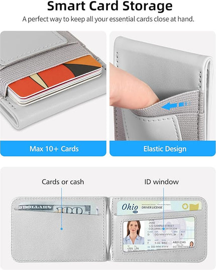 For Magsafe Wallet Stand, Strongest Magnetic Wallet for iPhone 17/16/15/14/13/12 Series, Magnetic Card Holder with 4 Card Slots, ID Window,10 Cards Holder, Vegan Leather, RFID Blocking, Gray