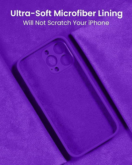 FireNova Designed for iPhone 16 Pro Case, Silicone Upgraded [Camera Protection] Phone Case with [2 Screen Protectors], Soft Anti-Scratch Microfiber Lining Inside, 2024, Neon Purple