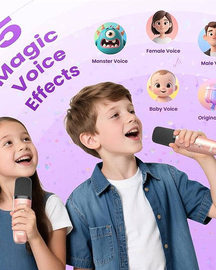 Mini Karaoke Machine for Kids Adults, 2026 TOP Birthday Gifts for Girls 3,4,5,6,7,8+Year Old Toddler Toys, Portable Bluetooth Speaker with 2 Wireless Karaoke Microphones Player Valentine Gifts(Rose)