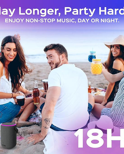TREBLAB HD-Energy-Pro Outdoor Wireless Speakers with Bluetooth – Immersive 40W Audio, IPX6 Waterproof, 18H Battery, RGB Light, USB Playback, TWS, Built-in Mic – Portable Desktop Bluetooth Speaker