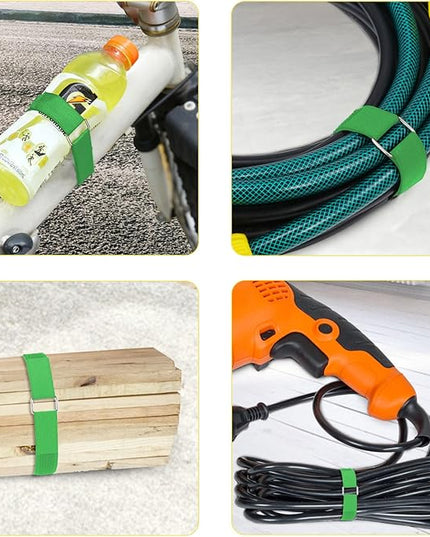 1"x16ft Hook and Loop Straps with 25 Metal Buckles, Adjustable Fastening Cable Straps, Cut-to-Length Cinch Strap, Reusable Nylon Securing Cord Ties for Organizer or Storage, 1 inch Wide,Green