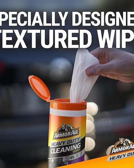 Armor All Heavy Duty Car Cleaning Wipes, 25 Count Canister, Interior Car Wipes, Also Great for Tools, Car Parts and Lawn Care Equipment