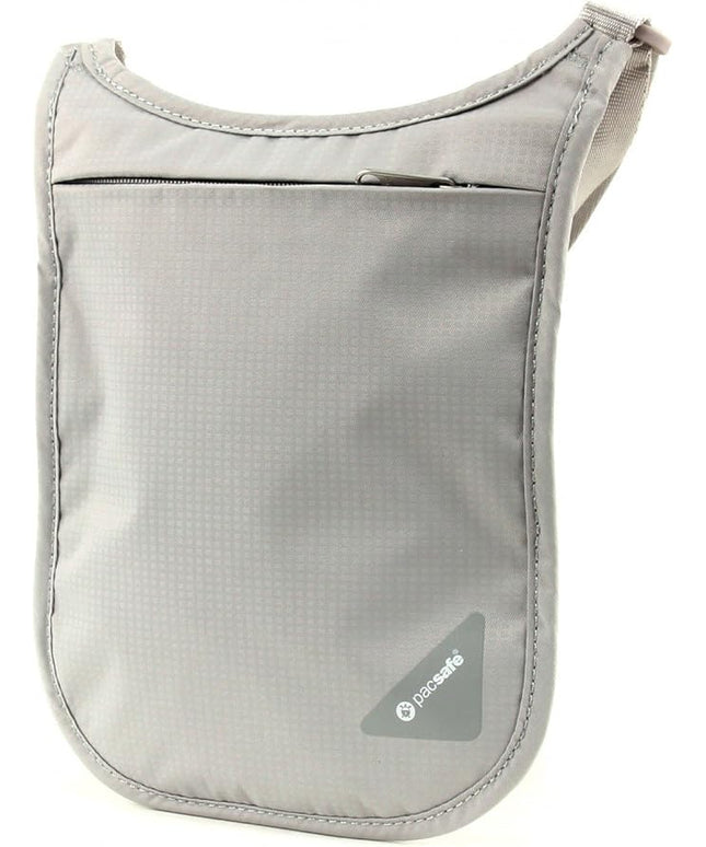 Pacsafe Coversafe V75 Anti-Theft RFID Blocking Passport Holder & Neck Pouch/Wallet - Fits up to Four Passports (or iPhone X) plus Credit Cards, for Women & Men (Neutral Grey)