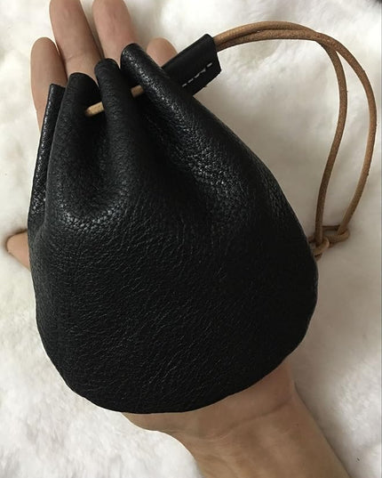 Fantastic Workmanship Genuine Leather Drawstring Coin Purse