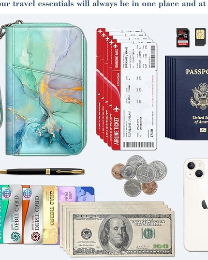 Fintie Family Passport Holder Wallet, RFID Blocking Travel Document Organizer Clutch Bag Credit Cards Case Cover for Women Men