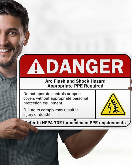Danger Arc Flash And Shock Hazard Appropriate PPE Required Sign, 12x18 Inches, 3M EGP Reflective .063 Aluminum, Fade Resistant, Made in USA by My Sign Center