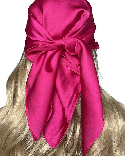 CHUNG Women's Square Satin Scarf 27.5" Bandanas Solid 50s Retro Neck Scarves Emulation Silk Handbag Hair Ribbons Necktie