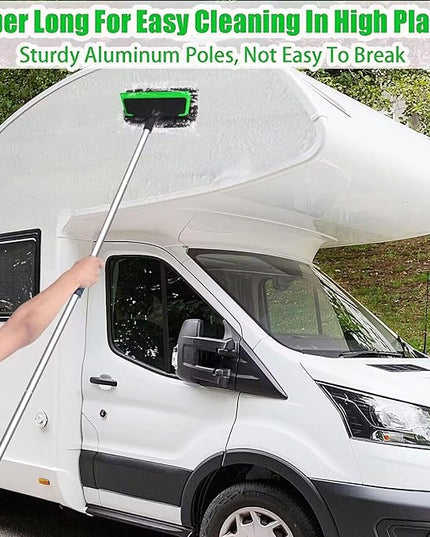 62'' Car Wash Brush with Long Handle, Scratch-Free Soft Bristles Sturdy Car Wash Mop, Complete Cleaning Brush Kit Wash Mitt Towel Windshield Squeegee Wheel Tire Brush for Car Truck RV Green